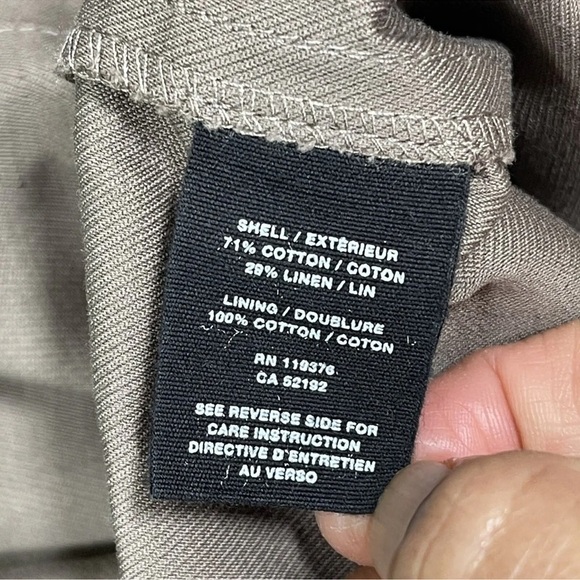 HELMUT LANG High Waist Pant Trousers Size 4 Almond Brown Cotton Linen Blend - Picture 6 of 8